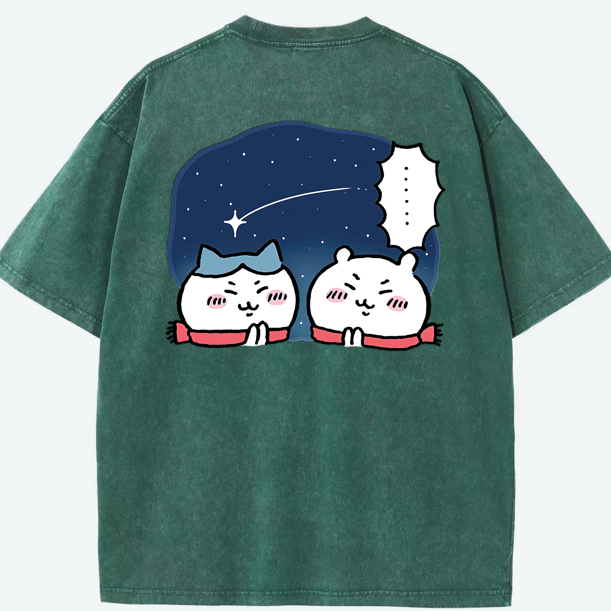 （画像用） ちいかわ ハチワレ Chii-kawa hachiware 綿100% ヴィンテージ風 半袖Tシャツ（背面プリント）